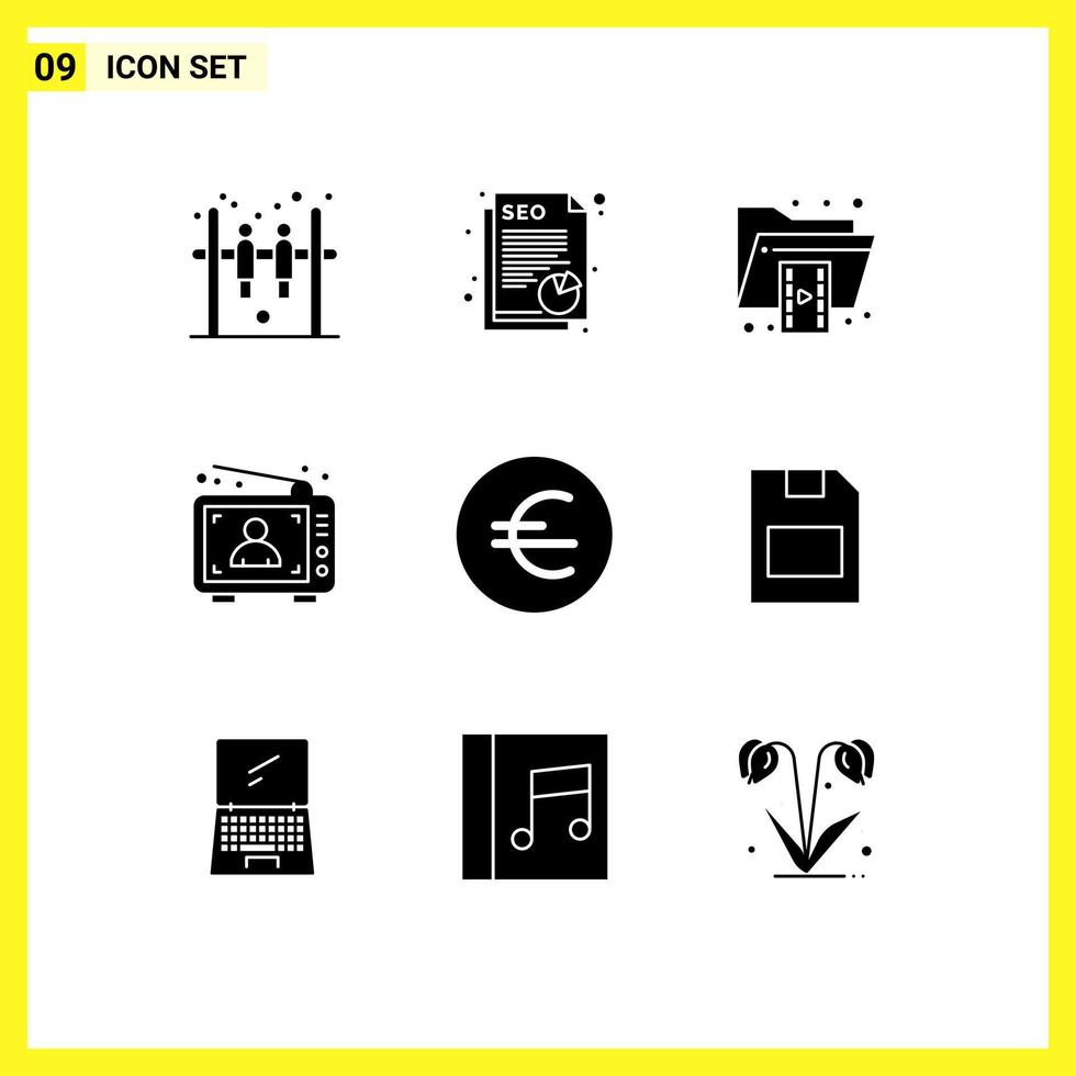 voorraad vector icoon pak van 9 lijn tekens en symbolen voor euro Mens het dossier reclame advertentie bewerkbare vector ontwerp elementen