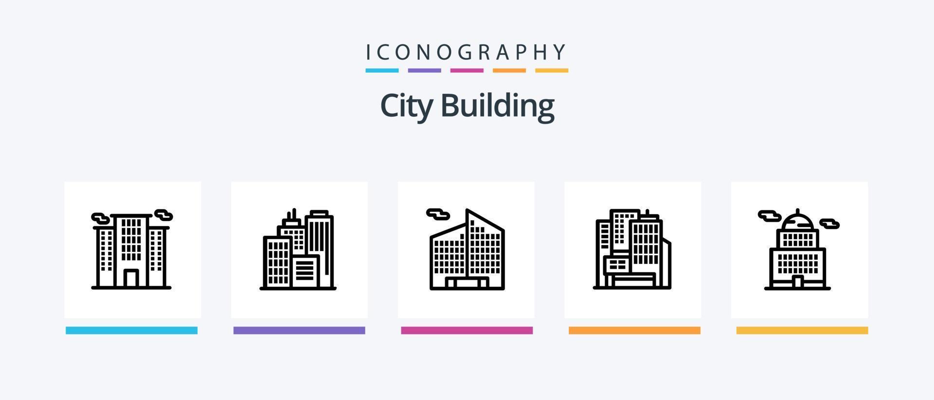 stad gebouw lijn 5 icoon pak inclusief . regering. kantoor. gebouw. werk. creatief pictogrammen ontwerp vector