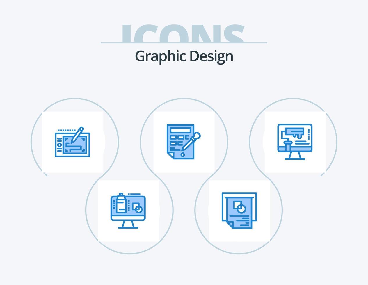 grafisch ontwerp blauw icoon pak 5 icoon ontwerp. ontwerp. kleur vullen. tablet. kleur druppel. emmer vector
