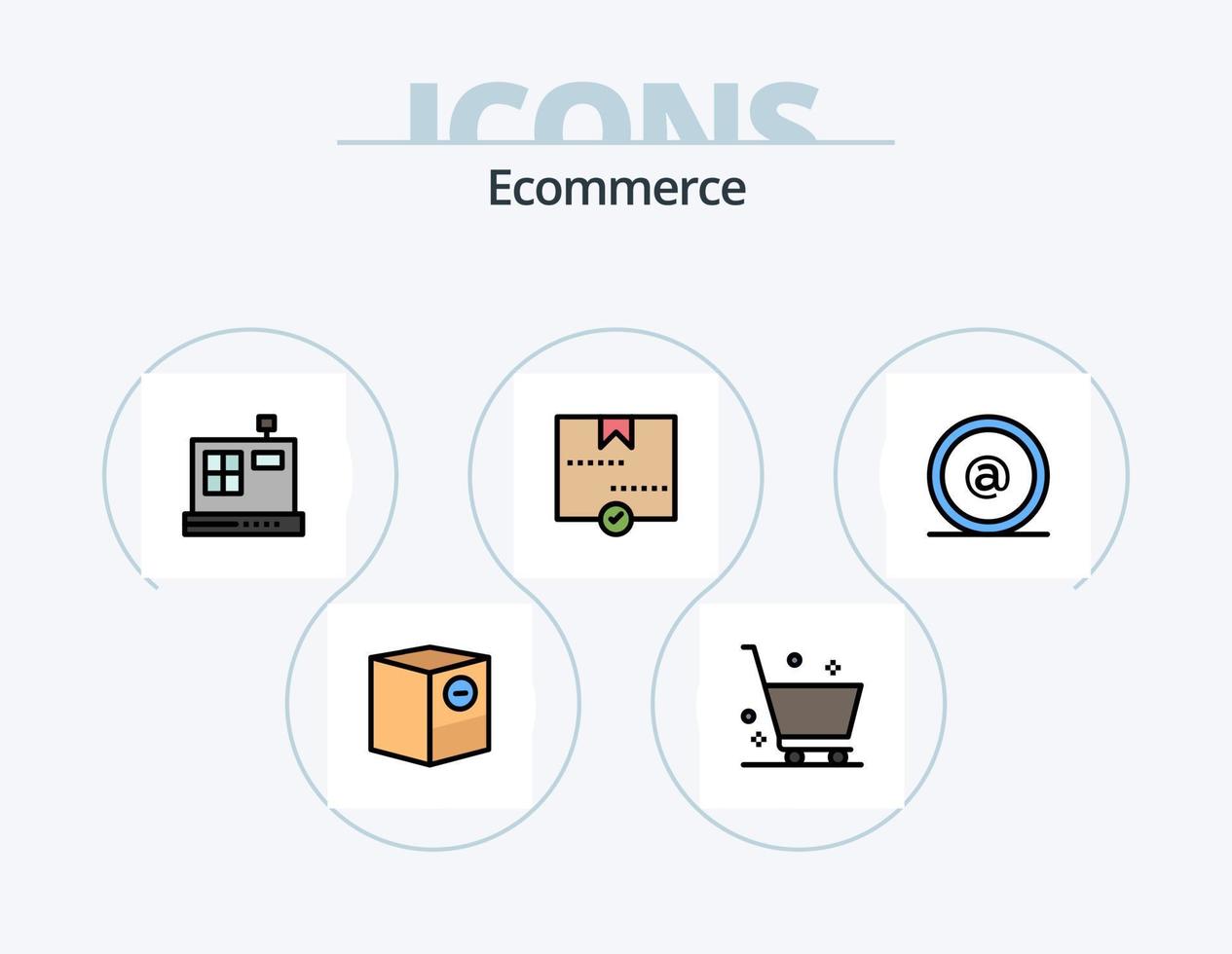 ecommerce lijn gevulde icoon pak 5 icoon ontwerp. dichtbij. ID kaart. kaart. e-mail. betaling vector