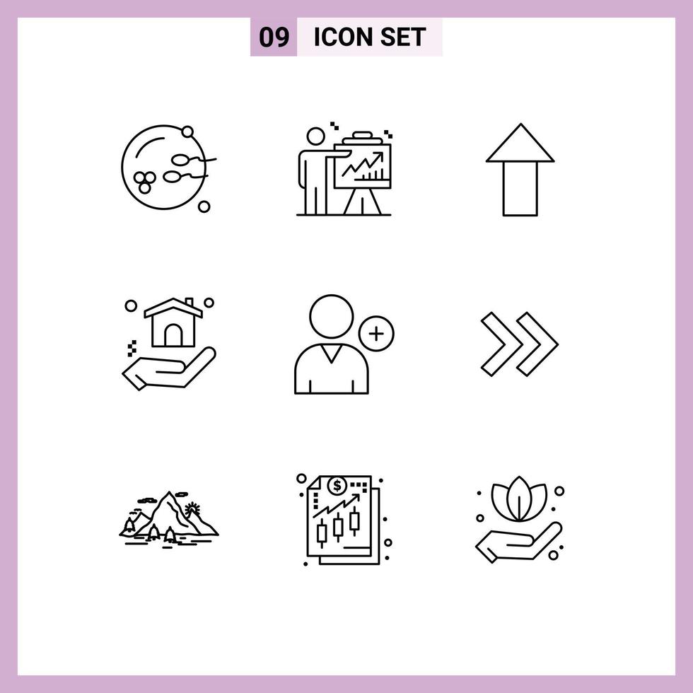 9 creatief pictogrammen modern tekens en symbolen van gebruiker volgen diagram echt landgoed gebouw bewerkbare vector ontwerp elementen