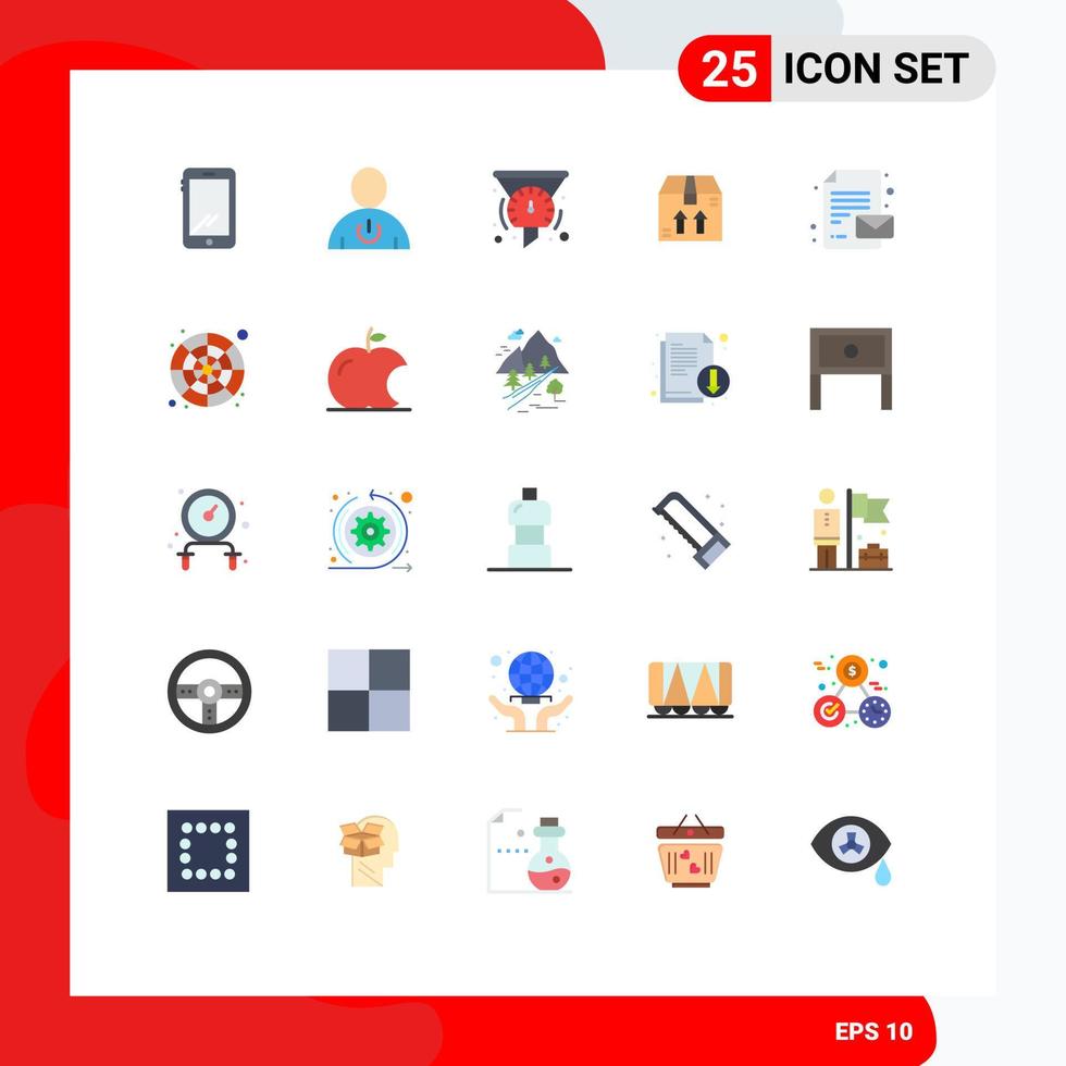 25 thematisch vector vlak kleuren en bewerkbare symbolen van pakket doos menselijk prestatie dashboard bewerkbare vector ontwerp elementen