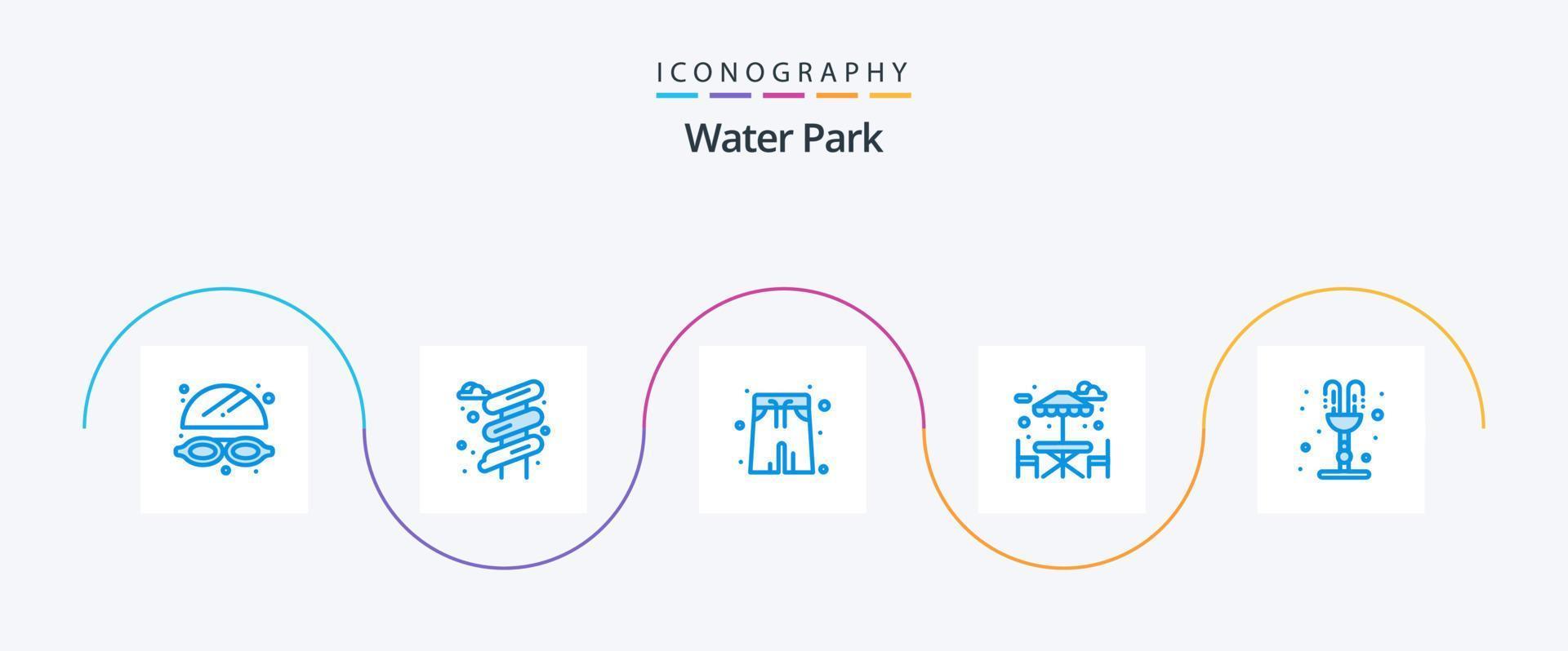 water park blauw 5 icoon pak inclusief . valentijnsdag dag. park. romantiek. fontein vector