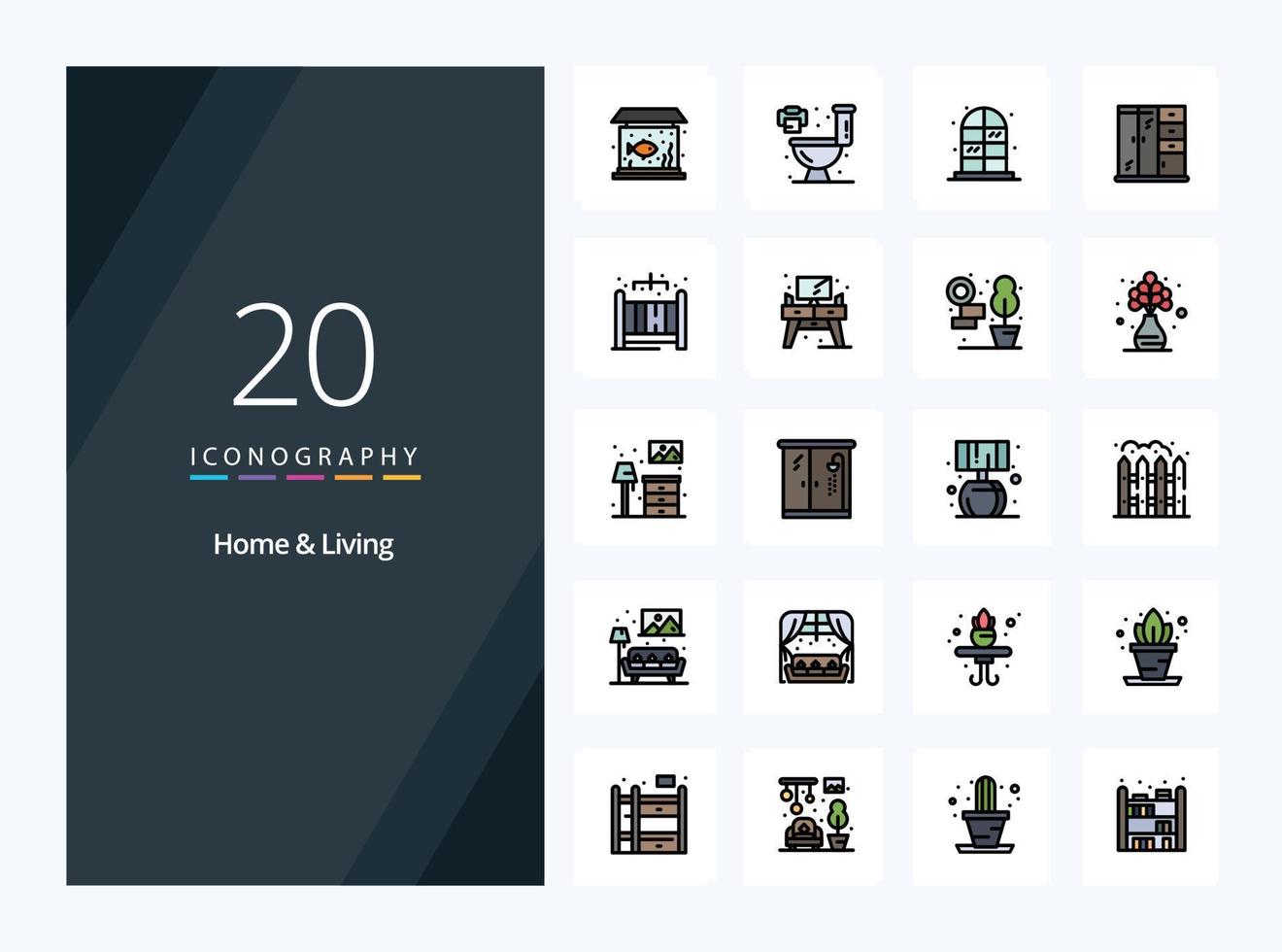 20 huis en leven lijn gevulde icoon voor presentatie vector