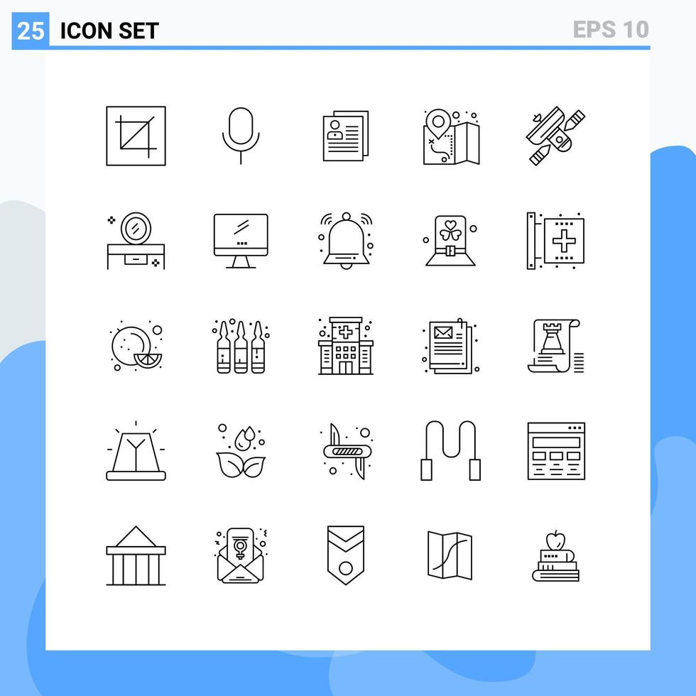 gebruiker koppel pak van 25 eenvoudig lijnen van kaart GPS ui persoonlijk verwijderen bewerkbare vector ontwerp elementen