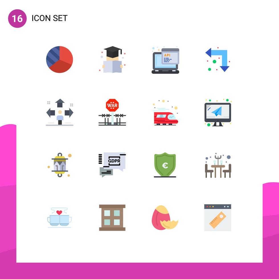 mobiel koppel vlak kleur reeks van 16 pictogrammen van gebruiker richting javascript naar beneden pijlen bewerkbare pak van creatief vector ontwerp elementen