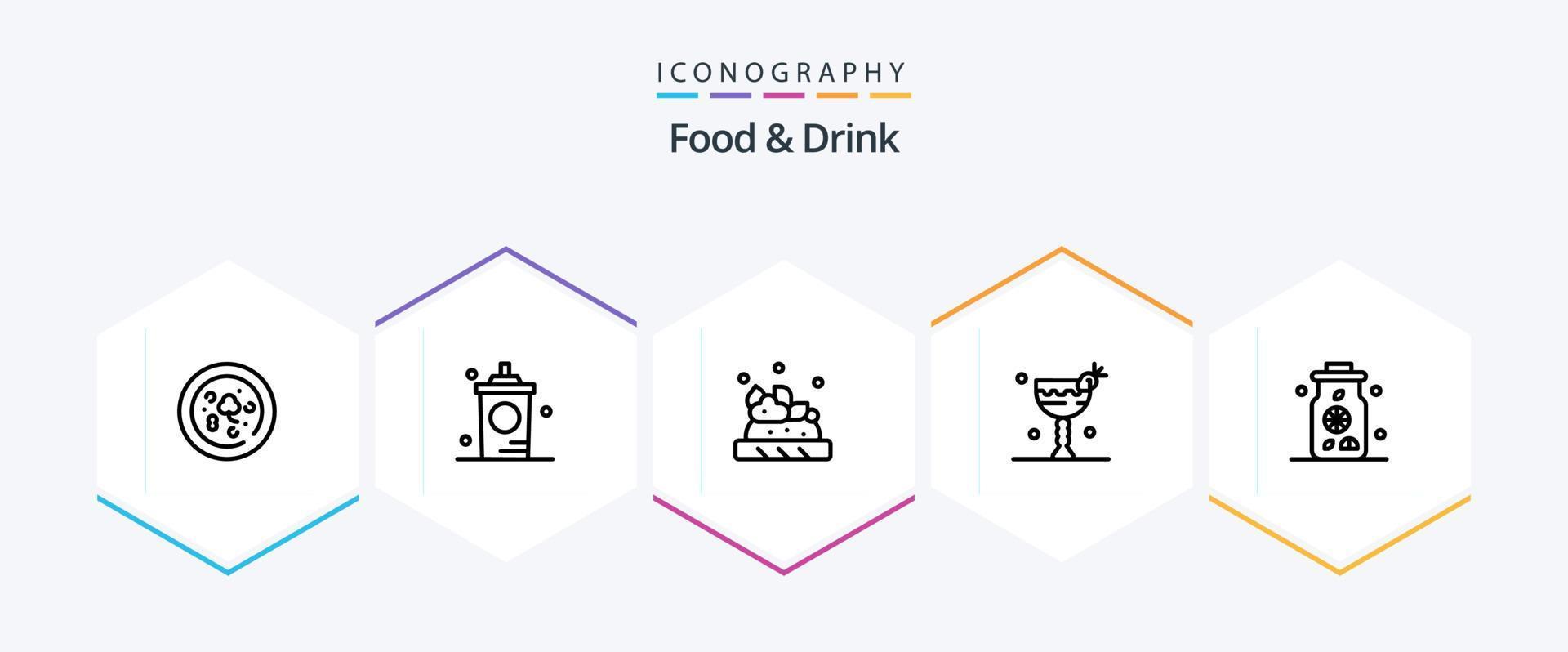 voedsel en drinken 25 lijn icoon pak inclusief . voedsel. winkel. drankje. vector