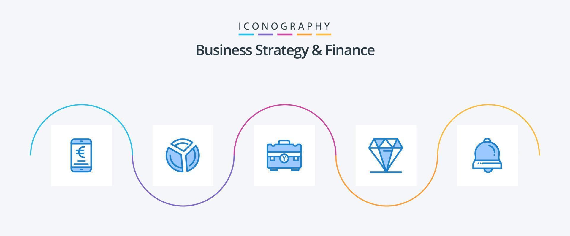 bedrijf strategie en financiën blauw 5 icoon pak inclusief duur. sieraden. analyses. diamant. handtas vector