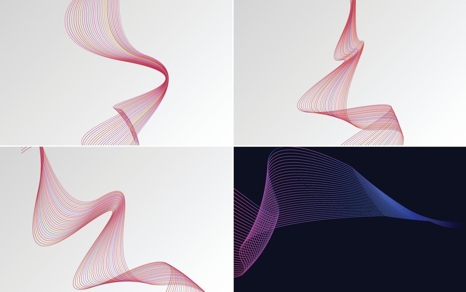 reeks van 4 meetkundig Golf patroon achtergrond abstract golvend lijn vector