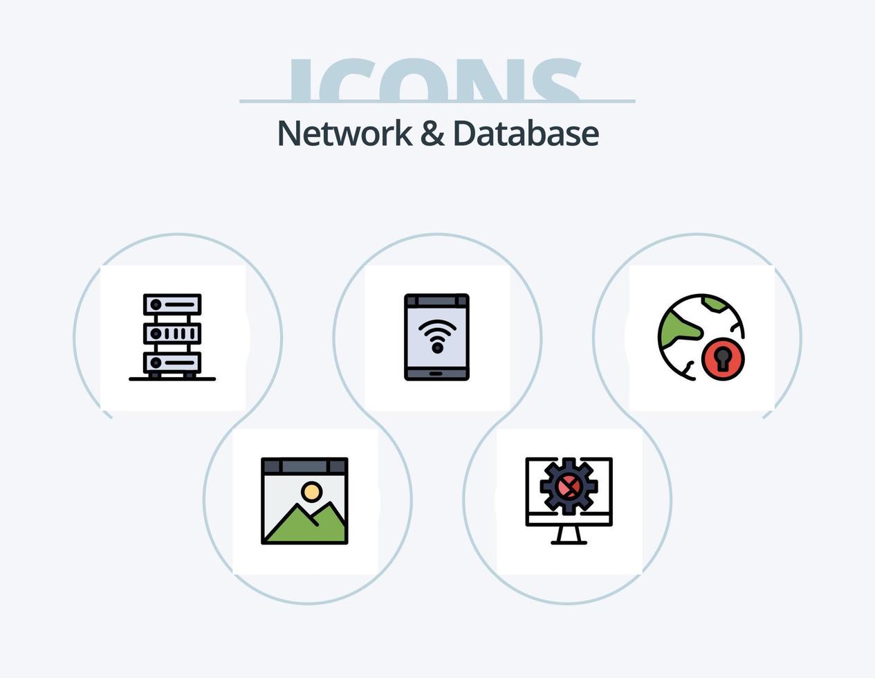 netwerk en databank lijn gevulde icoon pak 5 icoon ontwerp. ontwerp. app. online. bladzijde vector
