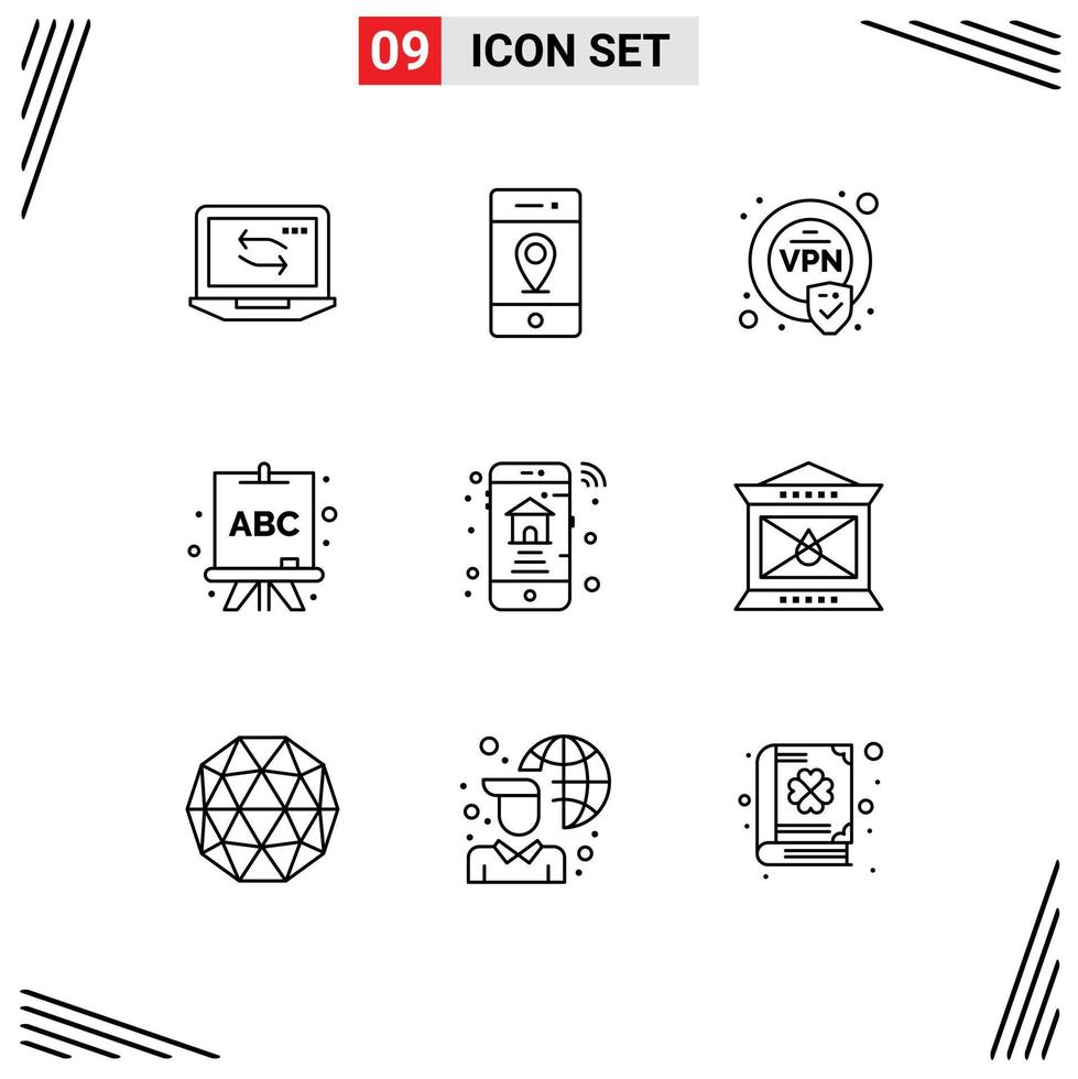 9 gebruiker koppel schets pak van modern tekens en symbolen van echt landgoed slim encryptie huis bord bewerkbare vector ontwerp elementen