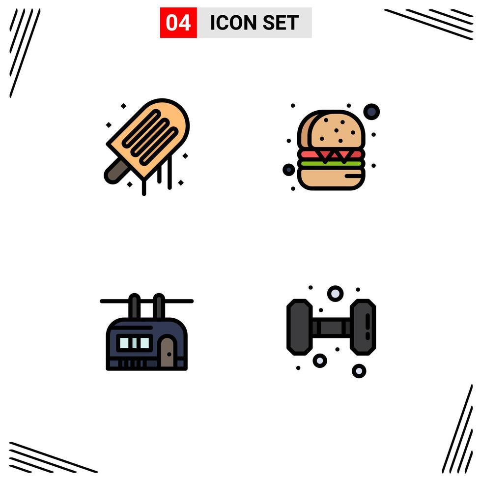 voorraad vector icoon pak van 4 lijn tekens en symbolen voor strand vervoer zomer voedsel geschiktheid bewerkbare vector ontwerp elementen