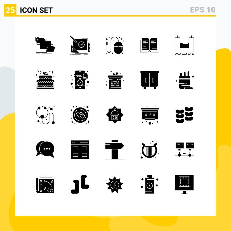 reeks van 25 modern ui pictogrammen symbolen tekens voor school- boek idee muis grafisch bewerkbare vector ontwerp elementen
