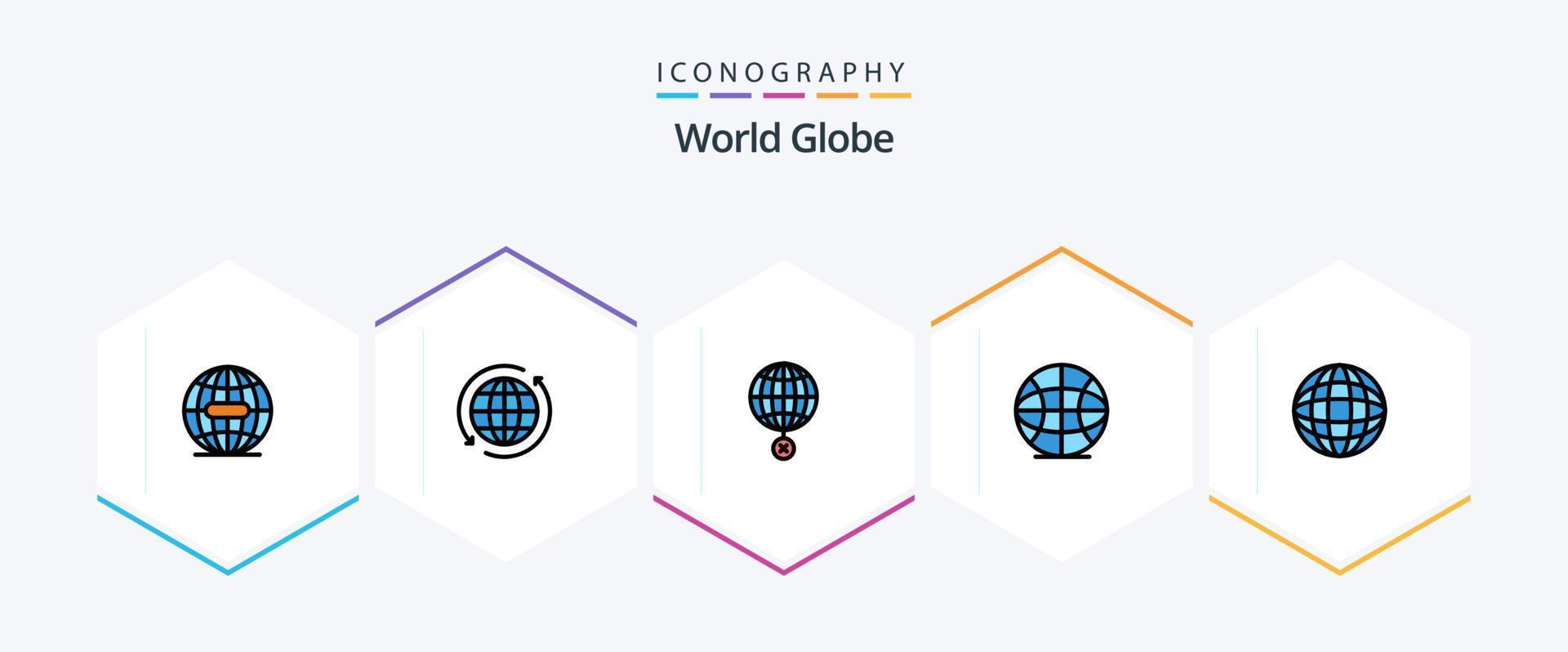 wereldbol 25 gevulde lijn icoon pak inclusief . internetten. pijl. wereldbol. internet vector