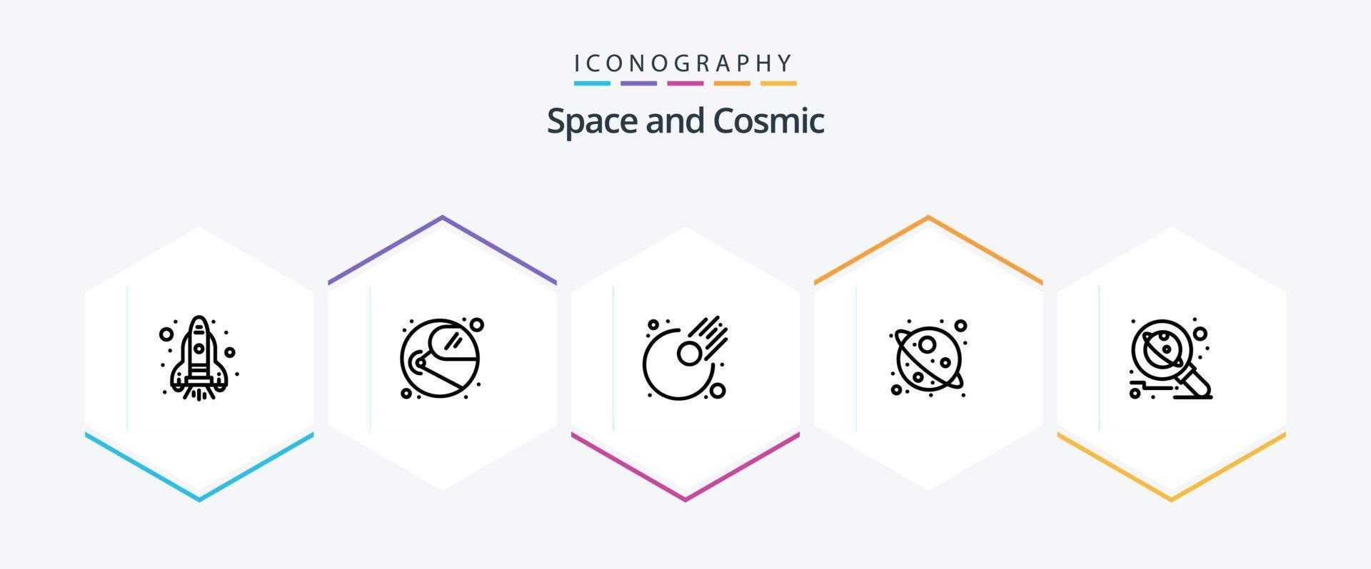 ruimte 25 lijn icoon pak inclusief ruimte. Onderzoek. astronomie. planeet. universum vector