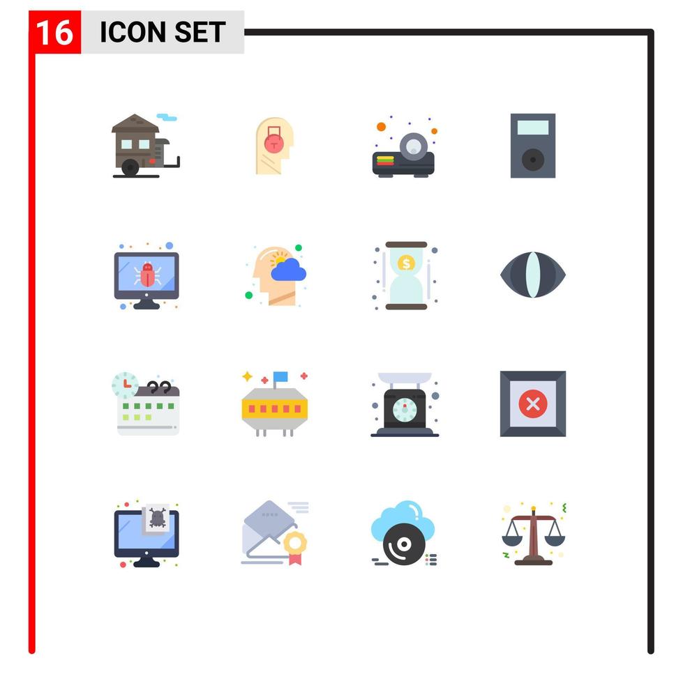 voorraad vector icoon pak van 16 lijn tekens en symbolen voor technologie ipod gegevens elektronica projector bewerkbare pak van creatief vector ontwerp elementen