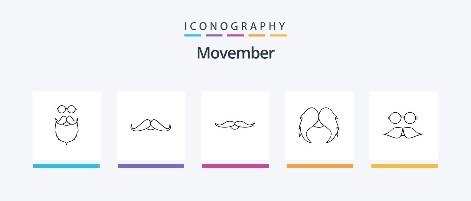 movember lijn 5 icoon pak inclusief . hoed. Heren. verhuizer. creatief pictogrammen ontwerp vector