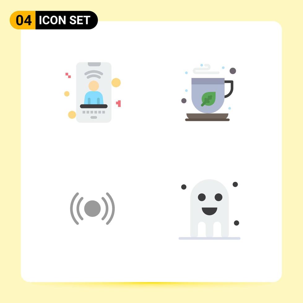 vlak icoon pak van 4 universeel symbolen van mobiel essentieel telefoon mokka ui bewerkbare vector ontwerp elementen