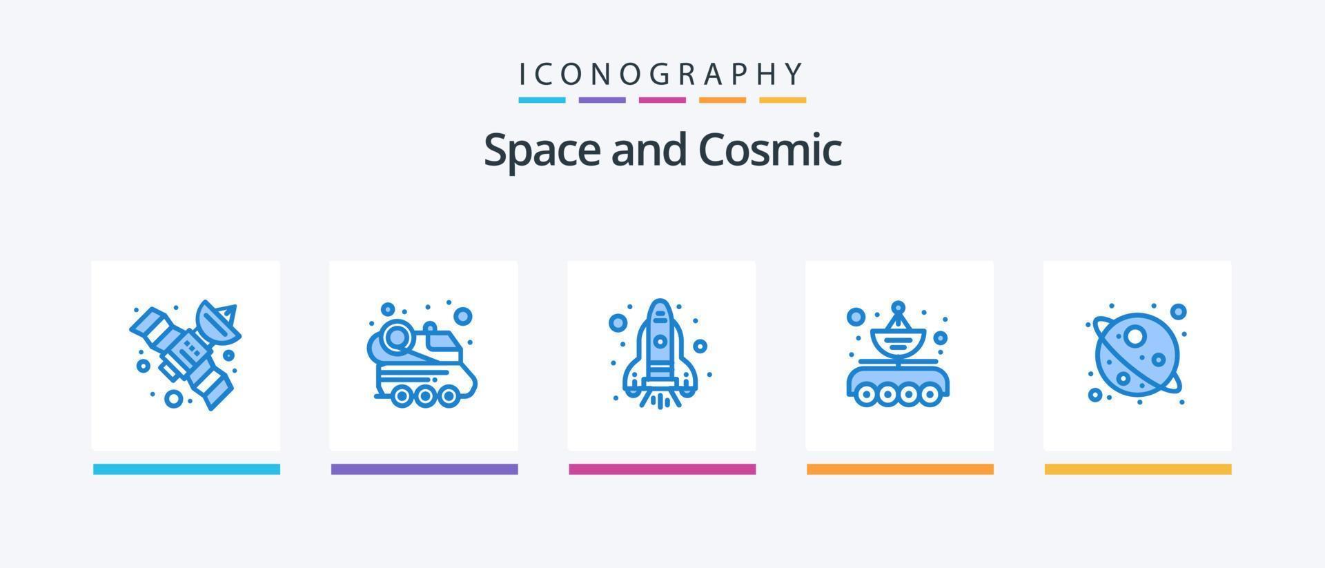 ruimte blauw 5 icoon pak inclusief universum. ruimte. raket. overdracht. gegevens overdracht. creatief pictogrammen ontwerp vector