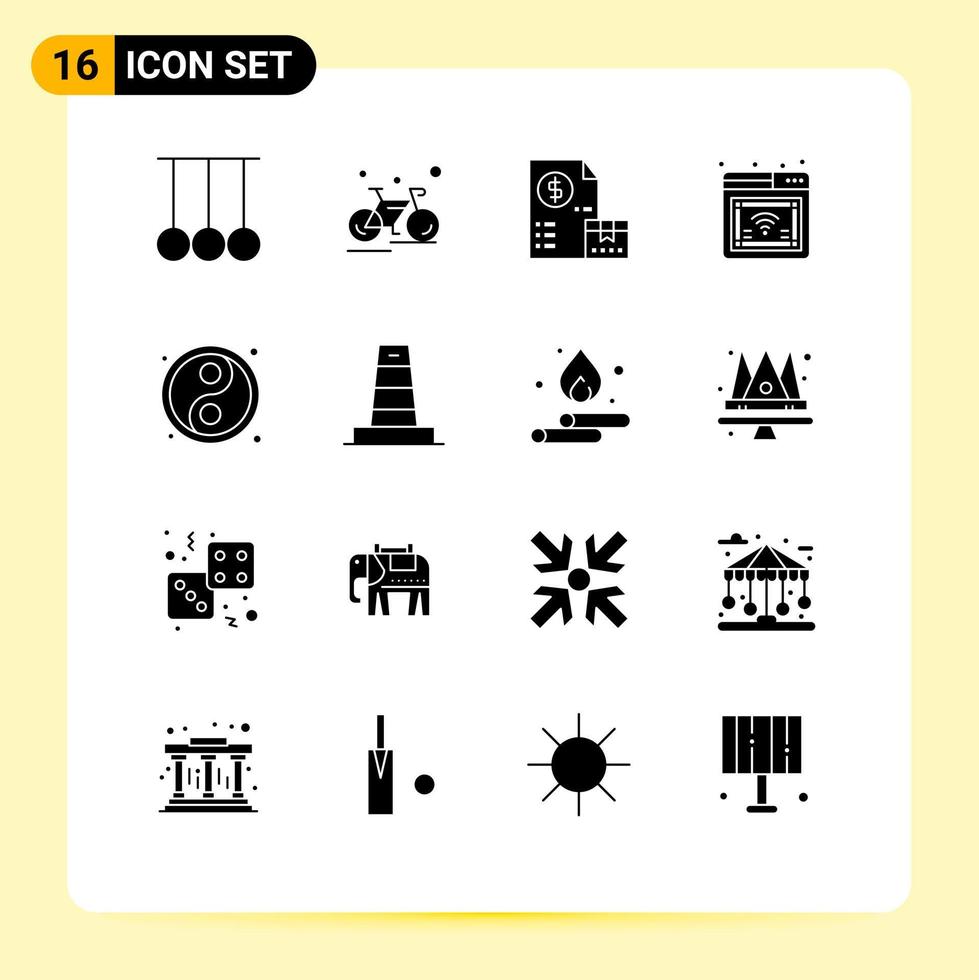 modern reeks van 16 solide glyphs pictogram van Wifi online ras internet geld bewerkbare vector ontwerp elementen