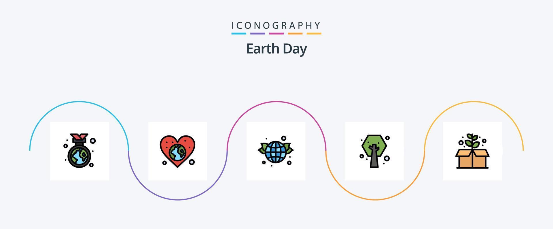 aarde dag lijn gevulde vlak 5 icoon pak inclusief aarde dag. groente. dag. ecologie. groen vector