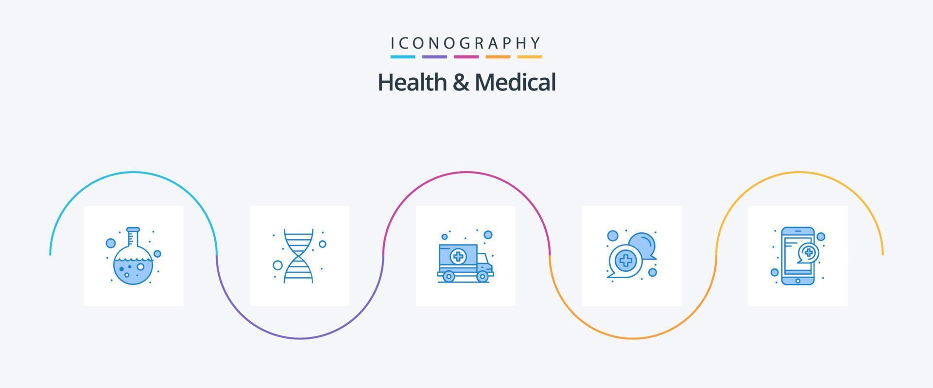 Gezondheid en medisch blauw 5 icoon pak inclusief online. steun. auto. online. communicatie vector