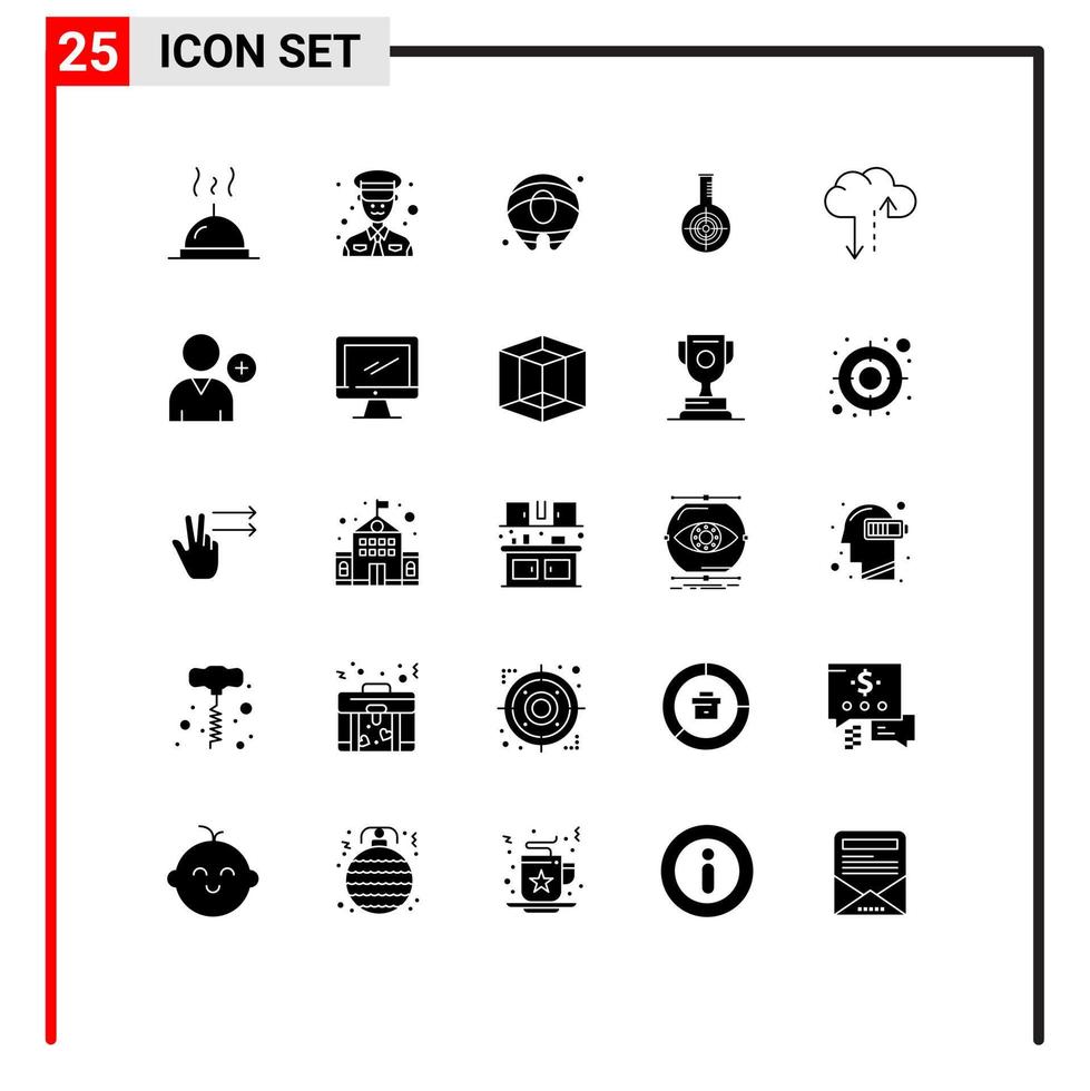 pictogram reeks van 25 gemakkelijk solide glyphs van volgen gegevens Zalm wolk laboratorium bewerkbare vector ontwerp elementen