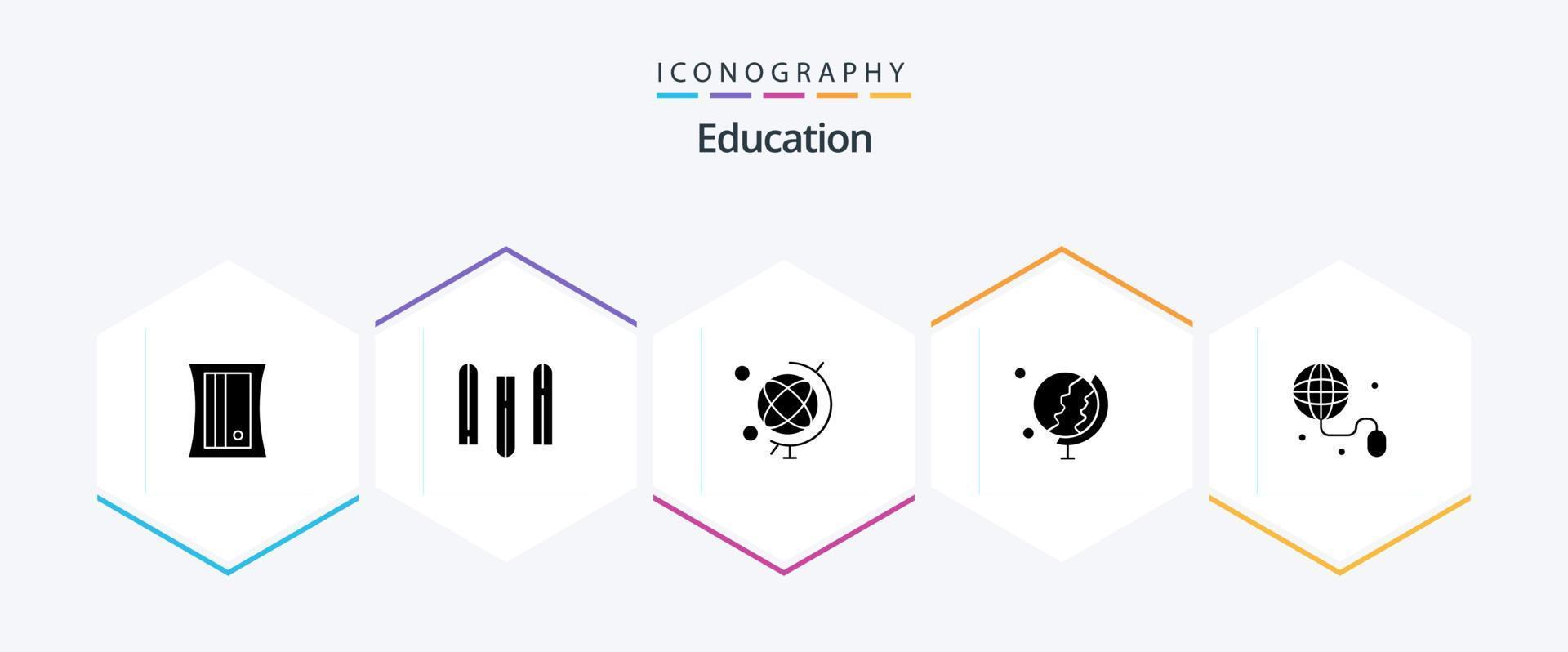 onderwijs 25 glyph icoon pak inclusief internetten. onderwijs. wereldbol. aarde vector