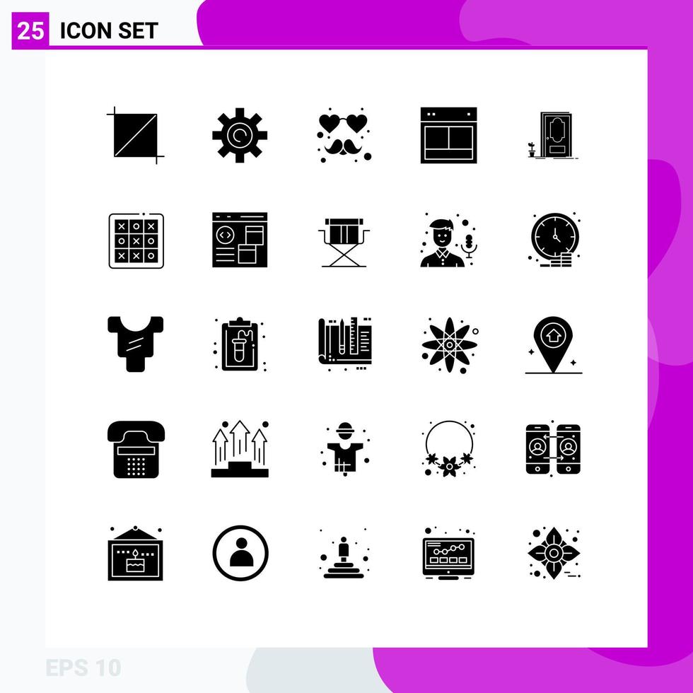 solide glyph pak van 25 universeel symbolen van fabriek Gesloten snor deur web bewerkbare vector ontwerp elementen