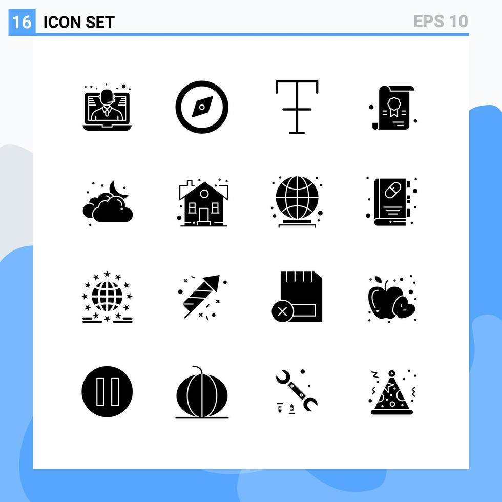 voorraad vector icoon pak van 16 lijn tekens en symbolen voor gebouw maan formaat bewolkt school- bewerkbare vector ontwerp elementen