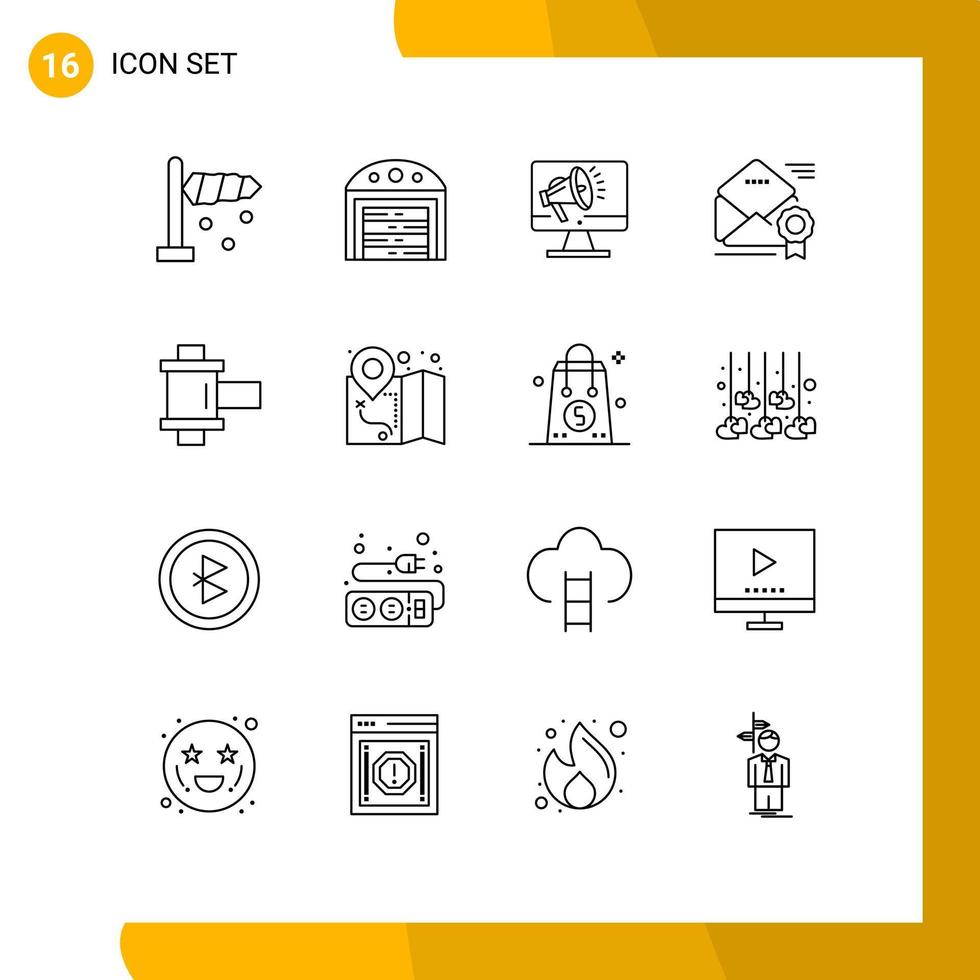 schets pak van 16 universeel symbolen van foto nieuwsbrief luidspreker aanbod prijs bewerkbare vector ontwerp elementen