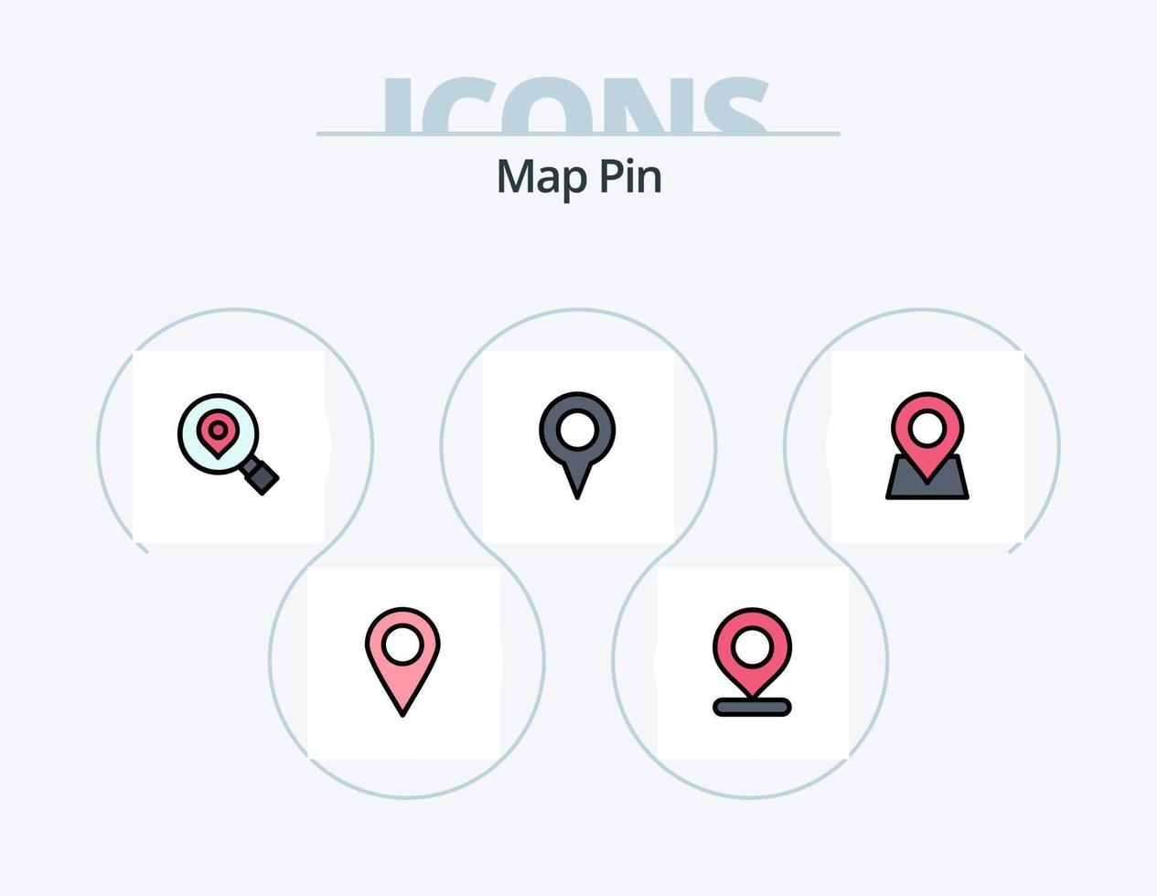 kaart pin lijn gevulde icoon pak 5 icoon ontwerp. kaart. telefoon. kaart. pin. plaats vector