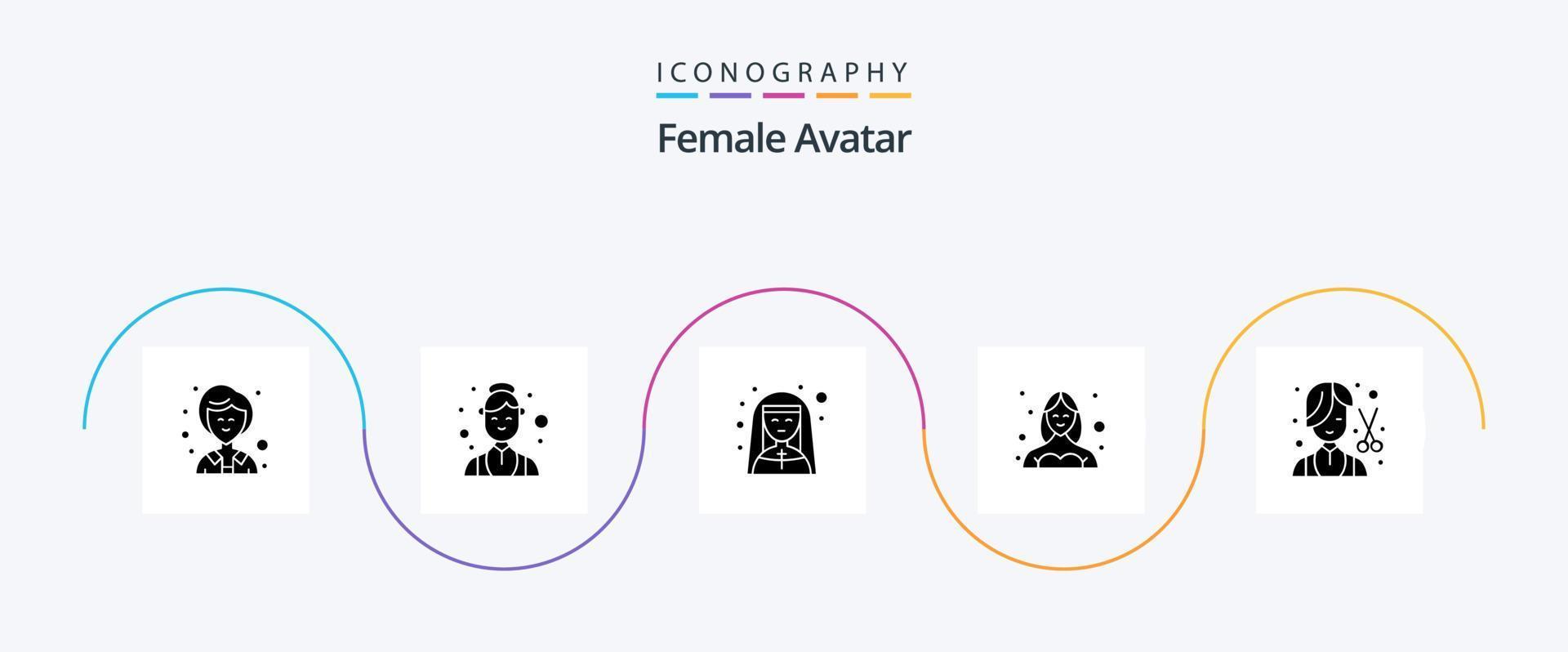 vrouw avatar glyph 5 icoon pak inclusief kapper. profiel. vrouw. vrouw. avatar vector