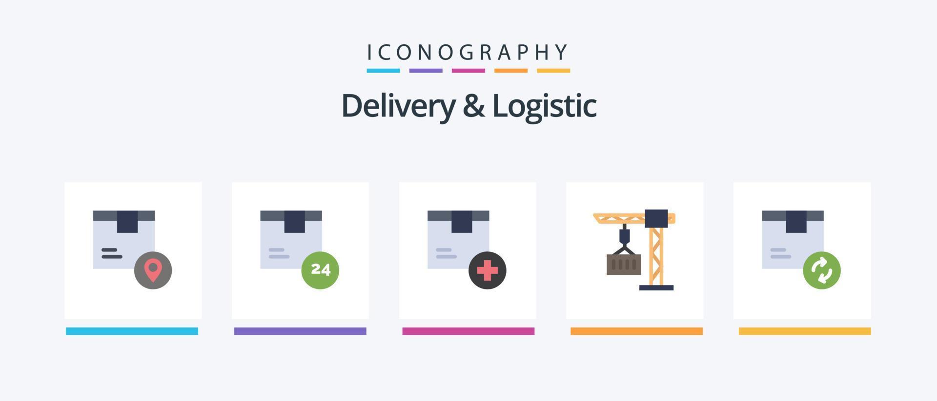 levering en logistiek vlak 5 icoon pak inclusief levering. lading. Verzenden. Product. levering. creatief pictogrammen ontwerp vector