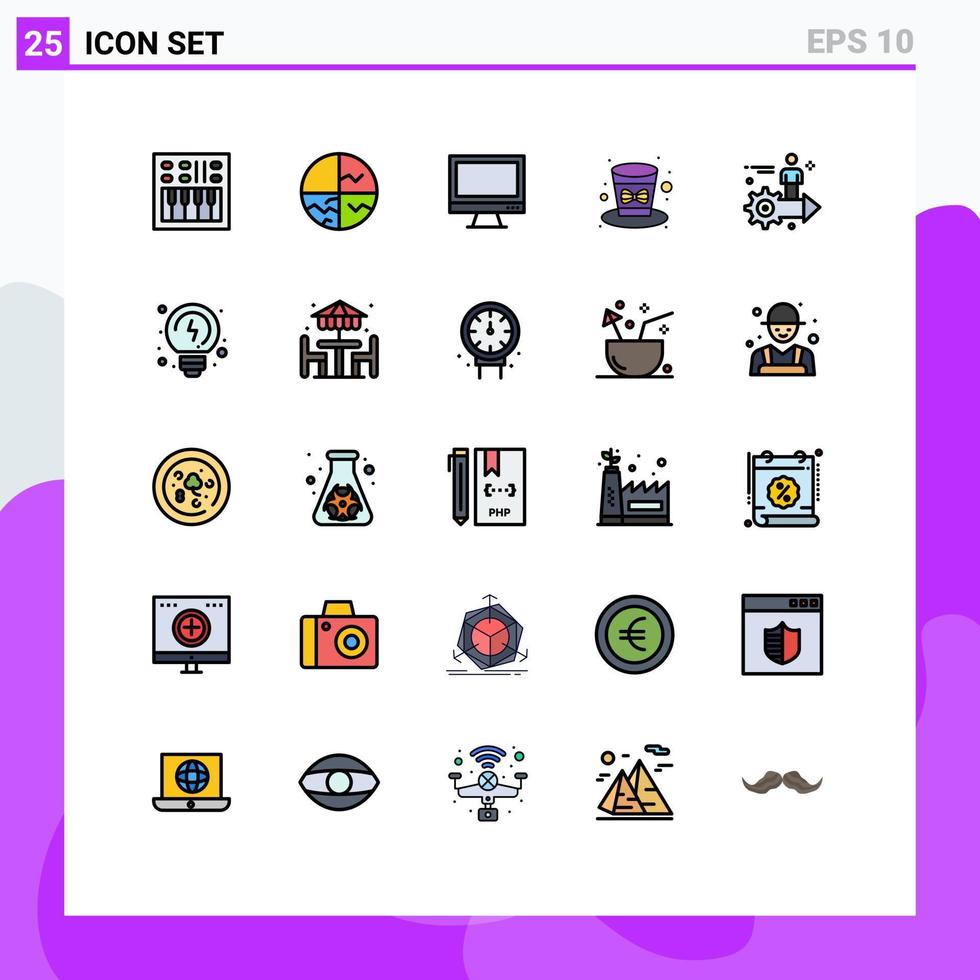 voorraad vector icoon pak van 25 lijn tekens en symbolen voor hoed viering huid pc apparaat bewerkbare vector ontwerp elementen