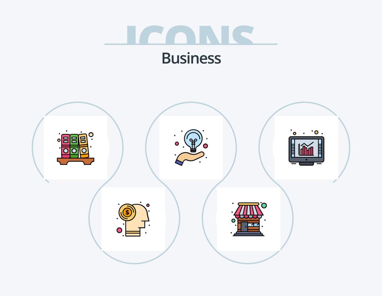 bedrijf lijn gevulde icoon pak 5 icoon ontwerp. afbeelding. kader. heet. idee. creatief vector