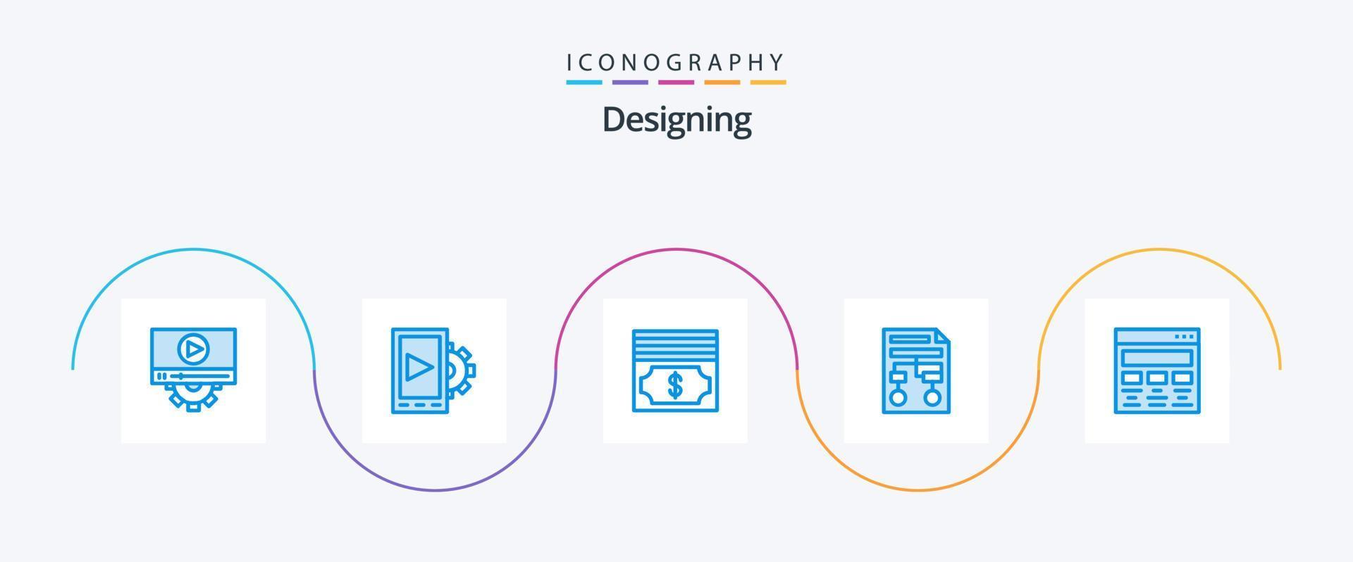 ontwerpen blauw 5 icoon pak inclusief grafisch ontwerp. ontwerp. dollar. document. werkwijze vector