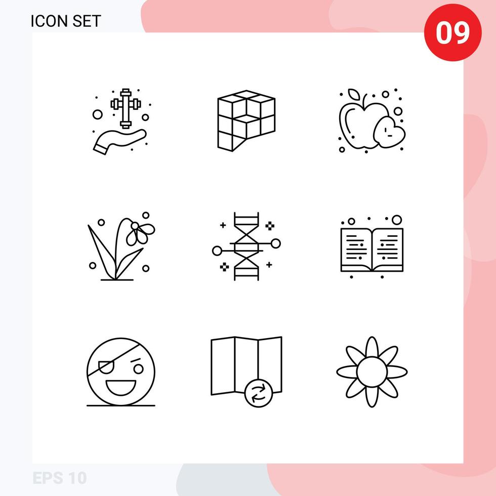 pak van 9 modern contouren tekens en symbolen voor web afdrukken media zo net zo chromosoom fabriek crypto valuta Pasen Gezondheid bewerkbare vector ontwerp elementen