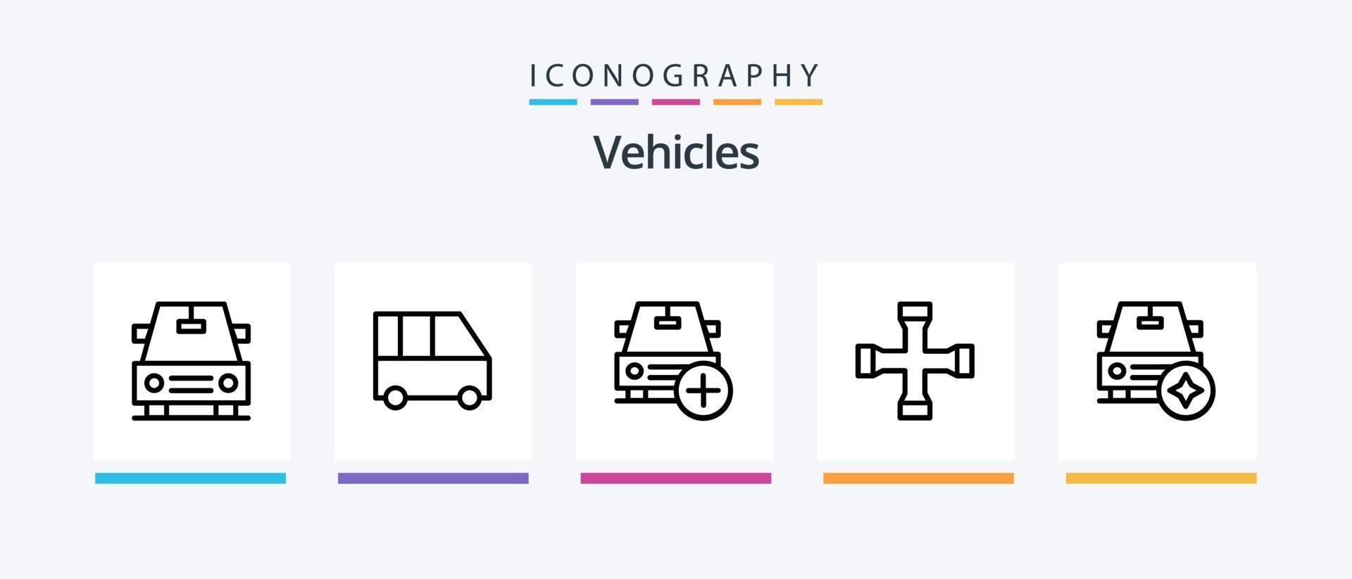 voertuigen lijn 5 icoon pak inclusief . voertuigen. passagier bestelwagen. bestelwagen. landelijk. creatief pictogrammen ontwerp vector