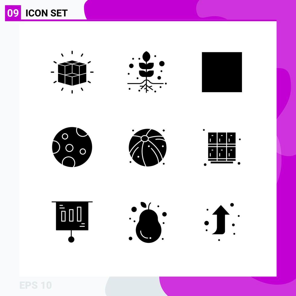 universeel icoon symbolen groep van 9 modern solide glyphs van kastje leren hou op zomer bal bewerkbare vector ontwerp elementen