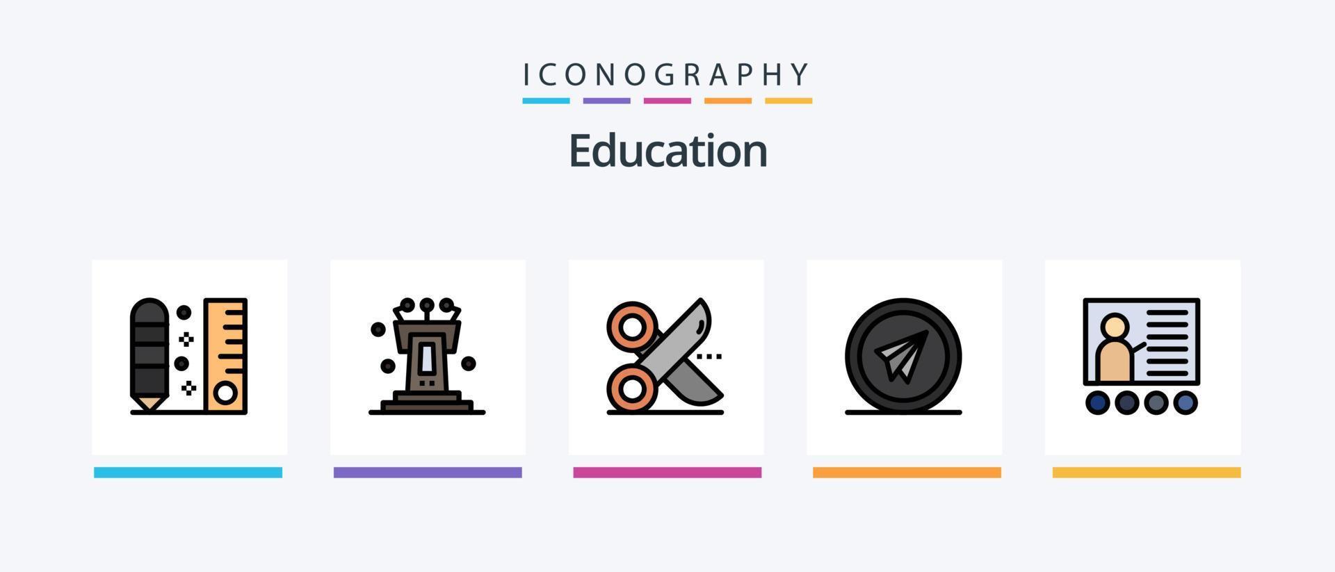 onderwijs lijn gevulde 5 icoon pak inclusief lezing. boek. uil. bladzijde. favoriet. creatief pictogrammen ontwerp vector