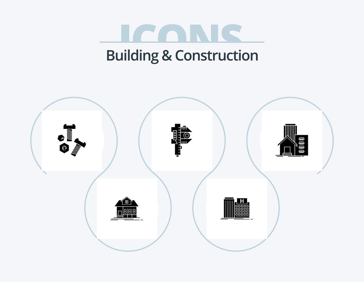 gebouw en bouw glyph icoon pak 5 icoon ontwerp. klein. meeteenheid. kliniek. nauwkeurigheid. gereedschap vector