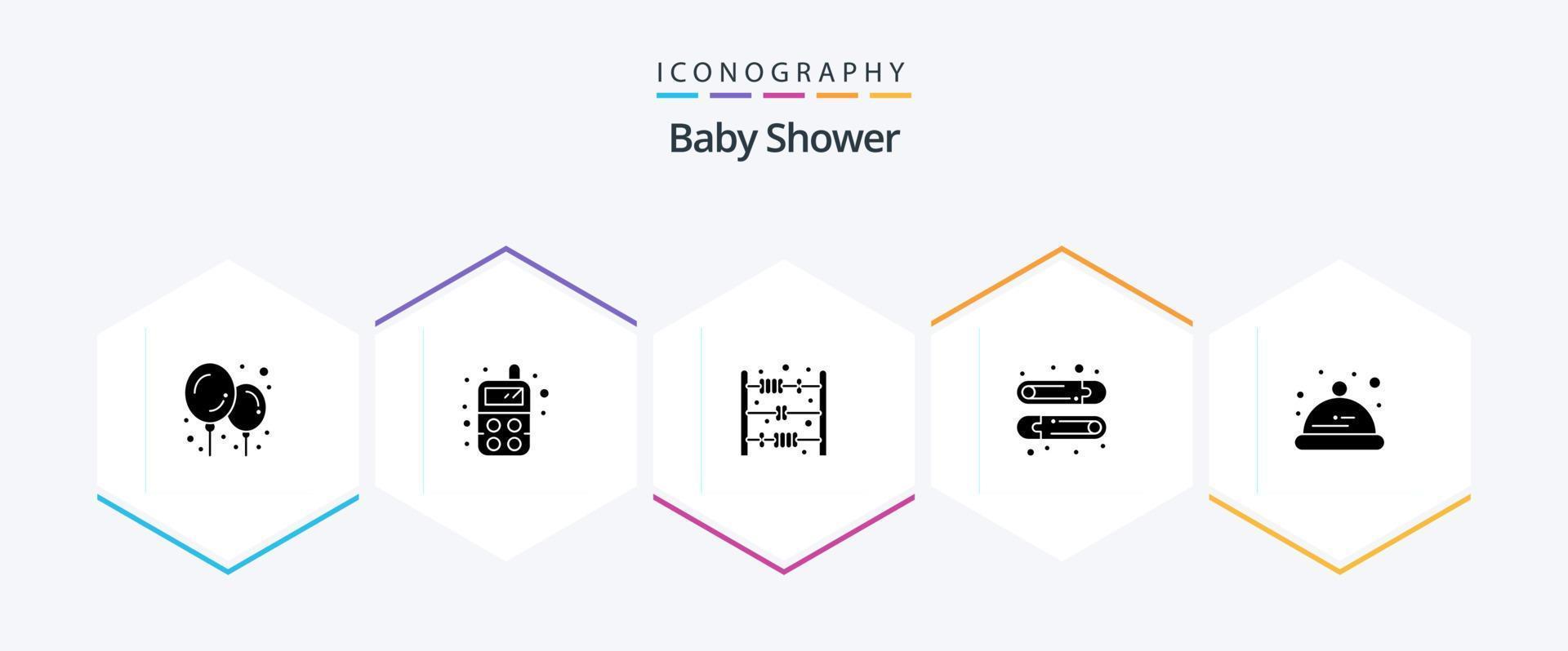 baby douche 25 glyph icoon pak inclusief . baby. . hoed vector