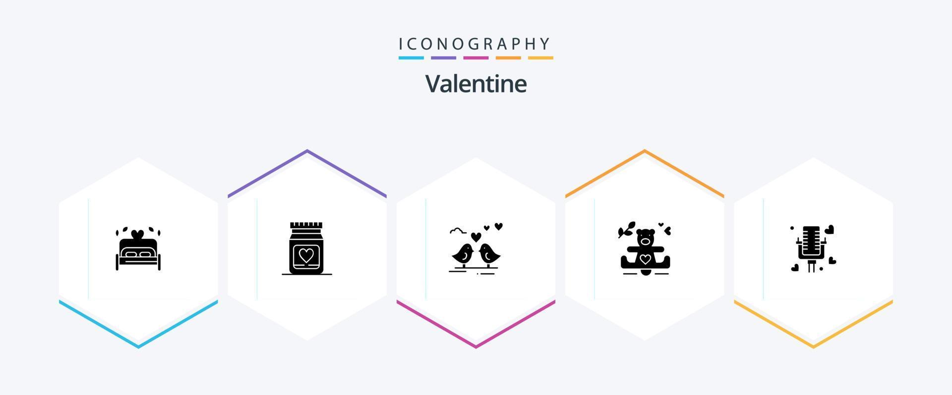 Valentijn 25 glyph icoon pak inclusief liefde. liefde. geneesmiddel. dag. Valentijn vector