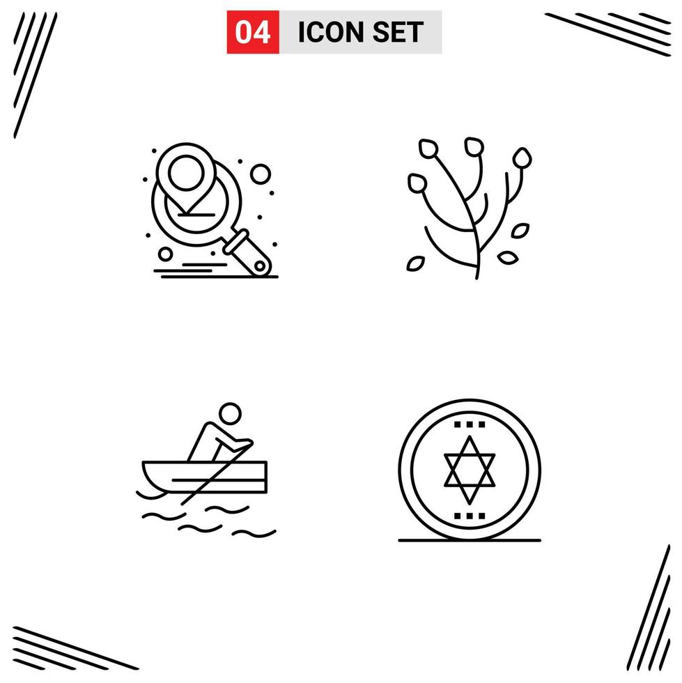 reeks van 4 modern ui pictogrammen symbolen tekens voor afzet campagne opleiding anemoon voorjaar bloem cirkel bewerkbare vector ontwerp elementen