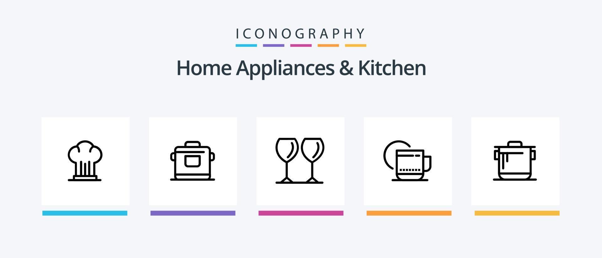 huis huishoudelijke apparaten en keuken lijn 5 icoon pak inclusief kap. brood. hotel. pin. reizen. creatief pictogrammen ontwerp vector