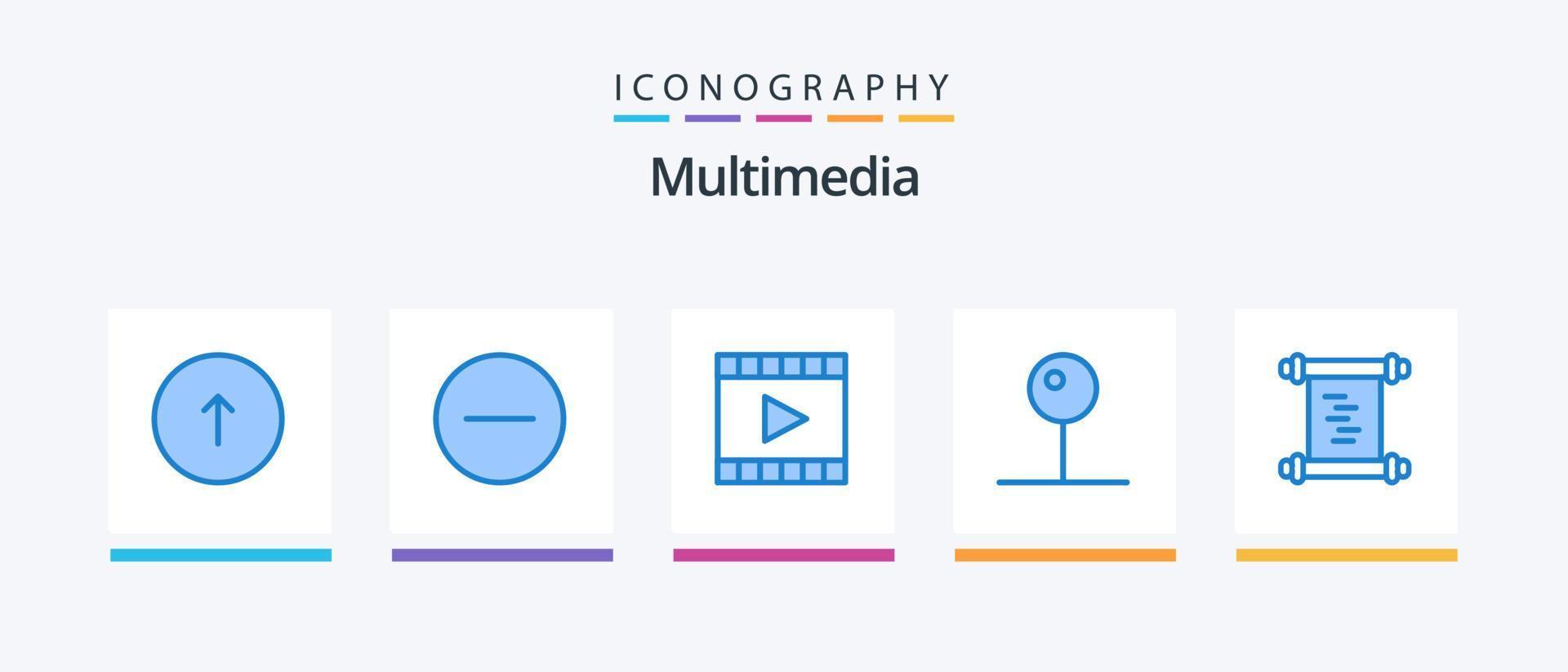 multimedia blauw 5 icoon pak inclusief multimediaal. media. multimediaal. pin. speler. creatief pictogrammen ontwerp vector