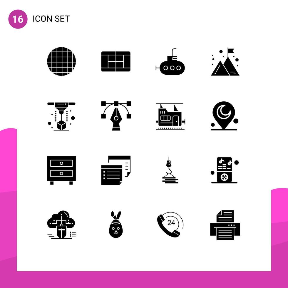 16 gebruiker koppel solide glyph pak van modern tekens en symbolen van gereedschap ontwerp bedrijf laser printer bewerkbare vector ontwerp elementen