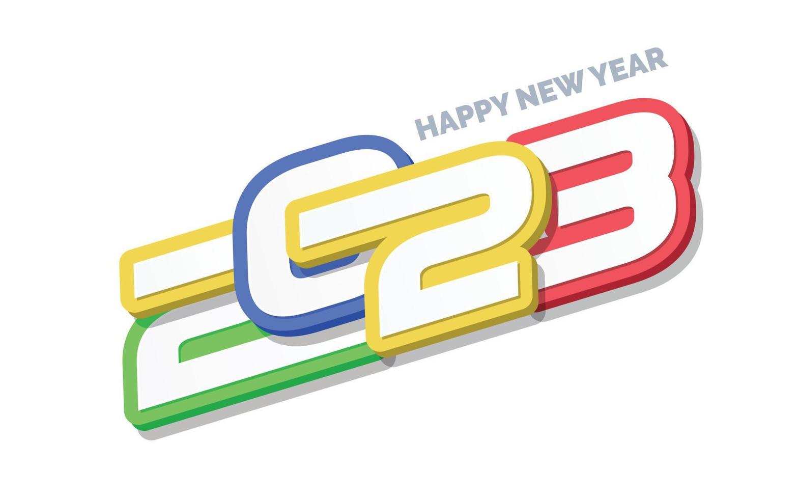 3d gelukkig nieuw jaar 2023 logo ontwerp vector