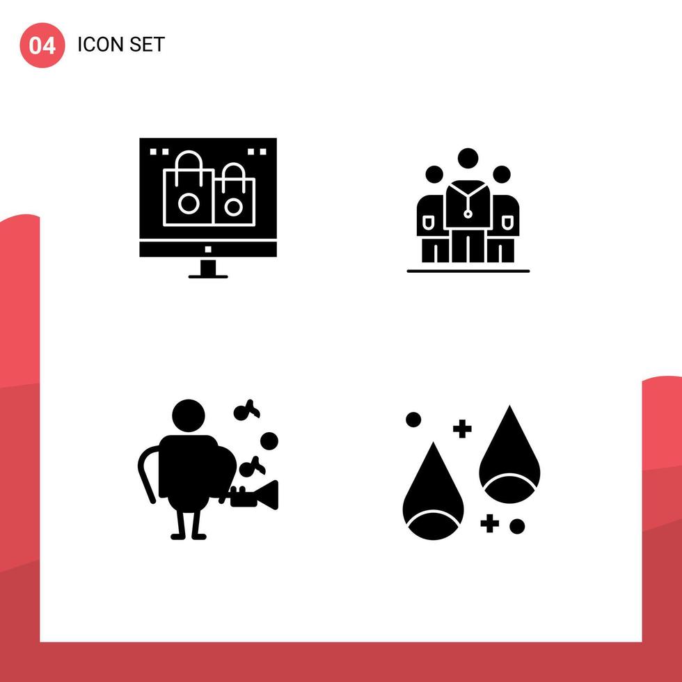 reeks van 4 modern ui pictogrammen symbolen tekens voor doos artiest geschenk geneeskunde zanger bewerkbare vector ontwerp elementen